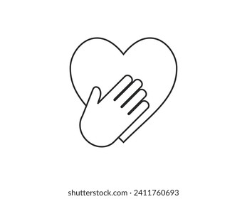 Honestidad, corazón, icono de mano. Ilustración vectorial.