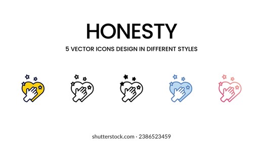 Honesty Icon Design in Five style with Editable Stroke. Line, Solid, Flat Line, Duo Tone Color, and Color Gradient Line. Suitable for Web Page, Mobile App, UI, UX and GUI design.