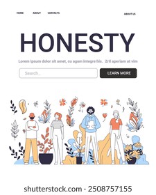 Honesty Mental Health Concept diverse people standing among plants flowers website design