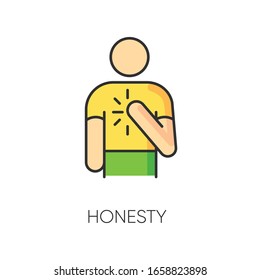 Honesty RGB color icon. Truthfulness, sincerity and credence symbol. Moral virtue, ethical value. Trustworthy, sincere, person. Reliable, genuine friend isolated vector illustration