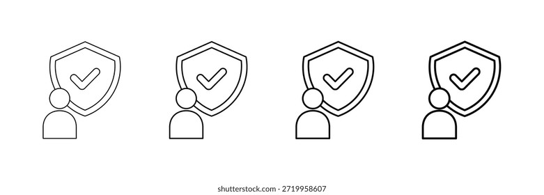 Honesty Shield Icons Vector Set In Different Stroke Line Style