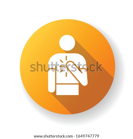 Honesty yellow flat design long shadow glyph icon. Truthfulness, sincerity and credence. Moral virtue, ethical value. Trustworthy person. Reliable, genuine friend Silhouette RGB color illustration
