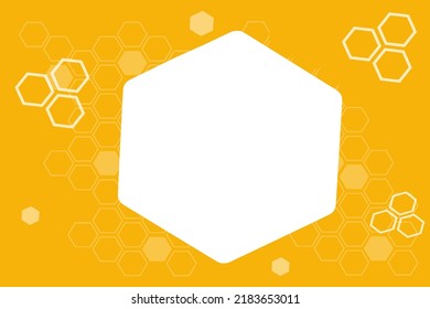 Honey abstract background with honeycomb and bee. Vector illustration