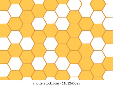 Honey abstract background with yellow  honeycombs. Hexagonal cell. Vector illustration