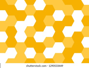 Honey abstract background with yellow  honeycombs. Hexagonal cell. Vector illustration