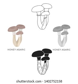 Honey agaric icon in cartoon,black style isolated on white background. Mushroom symbol stock vector illustration.