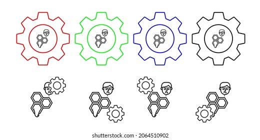 Miel, icono del vector de cara alérgica en la ilustración del conjunto de engranajes para ui y ux, sitio web o aplicación móvil