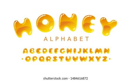 Honey alphabet. Amber bubble uppercase vector letters A-Z. Eps10. RGB. Two global colors