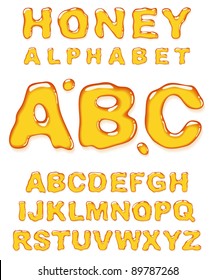 Honey alphabet. Vector letters set.