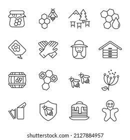 Honey, Apiary, Beekeeping  icons set . Honey, Apiary, Beekeeping  pack symbol vector elements for infographic web