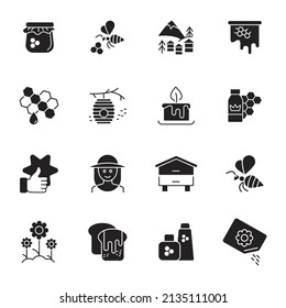 Honey, Apiary, Beekeeping icons set . Honey, Apiary, Beekeeping pack symbol vector elements for infographic web