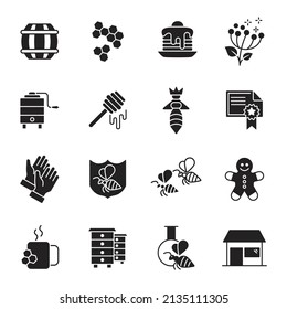 Honey, Apiary, Beekeeping icons set . Honey, Apiary, Beekeeping pack symbol vector elements for infographic web