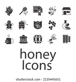 Honey, Apiary, Beekeeping icons set . Honey, Apiary, Beekeeping pack symbol vector elements for infographic web