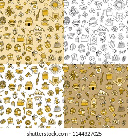 Honey apiary, seamless pattern. Sketch for your design