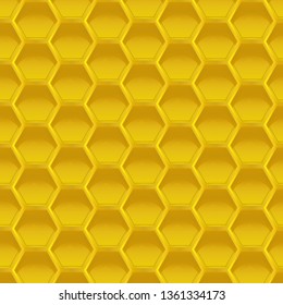 Honey apiculture background. Vector illustration of texture patterns honeycombs on yellow. 