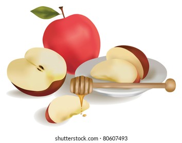 honey with apple for  jewish new year-Rosh Hashana