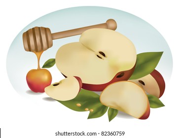 honey with apple for  jewish new year-Rosh Hashanah