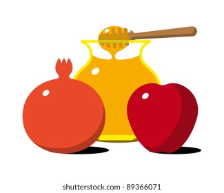 honey with apple and pomegranate for jewish new year-Rosh Hashanah