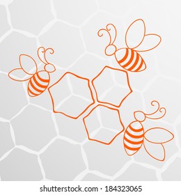 Honey background with bee.