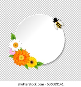 Fondo De Miel E Ilustración De Malla De Gradiente De Abejas Y Banderas, Vector
