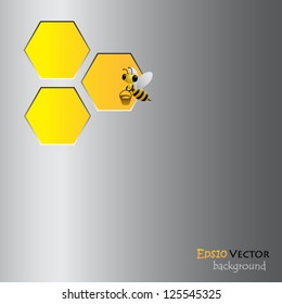 Honey background with bee and bucket