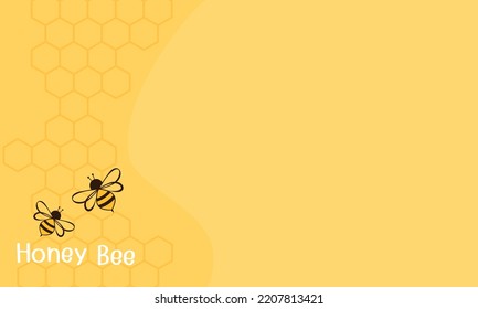 Honey background with bee cartoons logo vector illustration.