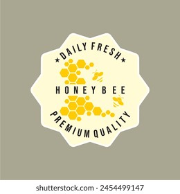 Honey background with honeycomb and bees. Vector illustration