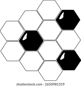 Honey Background Honeycomb composition. Vector graphic line illustration. Perfect for cards, decorations, stickers, logo, menu, various designs. For poster, ad, sale promotion, print for t-shirt
