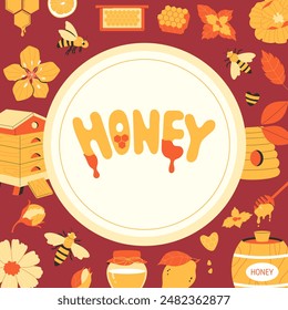 Honey background. Honey natural product background design. hand drawn honey banner