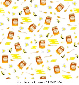 Honey background. Wallpaper with bees and honey. Apiary background. Bee background