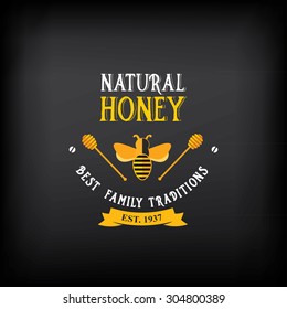 Honey badge and label. Abstract bee design.