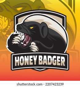 Honey Badger Logo Mascot Is Angry Suitable For Sports, Gaming, Illustration, Wallpaper Etc