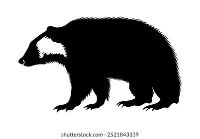 Honey Badger Silhouette Vector Black Clipart