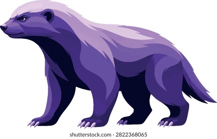 Honey badger striking pose, side profile left, full body, African mustelid, vector illustration