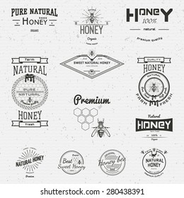 Honey badges logos and labels for any use, on a white background