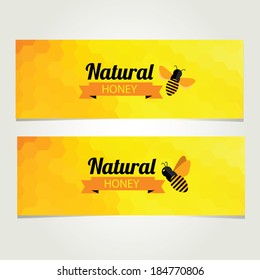 Honey banner. Abstract bee design.