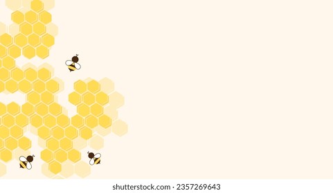 Honey banner and bee cartoons on yellow background vector illustration.