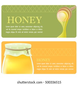 Honey banners. Part 2. Vector backgrounds with honey isolated on white background.