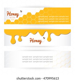 Honey banners, set of three pieces. Vector illustration.