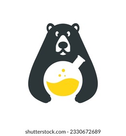honey bear cute laboratory science glass honey sweet mascot cartoon logo icon vector illustration