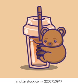 Honey bear with honey flavored drink