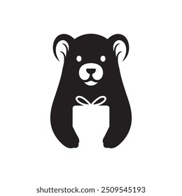 honey bear hold mascot cartoon flat logo design vector