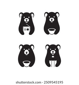honey bear hold mascot cartoon flat logo design vector