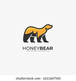 Honey Bear Illustration Vector Template. Suitable for Creative Industry, Multimedia, entertainment, Educations, Shop, and any related business