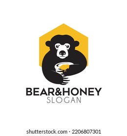 Honey bear logo design vector image