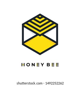 honey bee abstract logo design vector