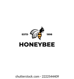 Honey Bee animal logo vector illustration design template
