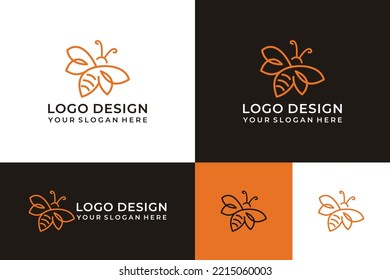 Honey bee animals logo design template