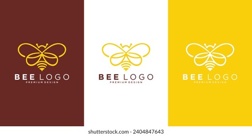 honey Bee animals logo design vector