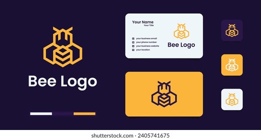 honey Bee animals logo design vector